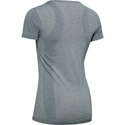 Under Armour Women's Seamless Melange Short Sleeve T-Shirt, Hushed Turquoise (396)/Metallic Silver, X-Large