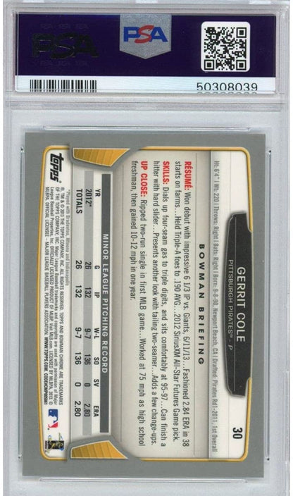 Graded 2013 Bowman Chrome Gerrit Cole #30 Rookie RC Baseball Card PSA 10 Gem Mint