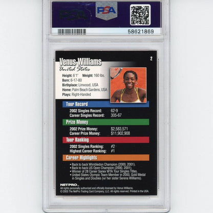 Graded 2003 Netpro Venus Williams #2 RC Tennis Card PSA 10 Gem Mint
