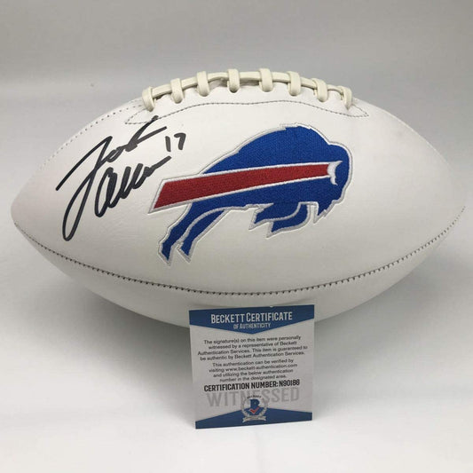 Autographed/Signed Josh Allen Buffalo Bills Full Size FS White Panel Logo Football Beckett BAS COA