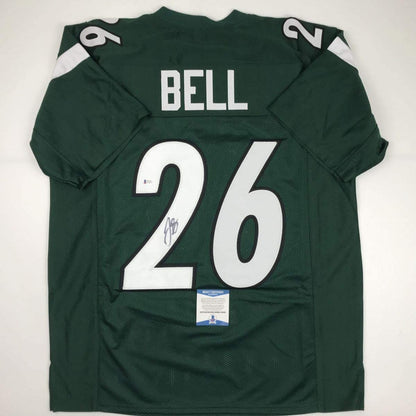 Autographed/Signed Le'Veon LeVeon Bell New York Green Football Jersey Beckett BAS COA