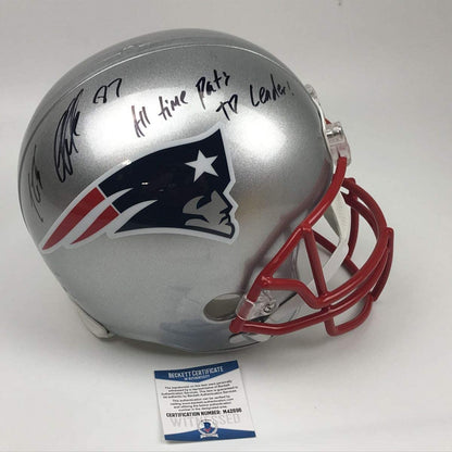Autographed/Signed Rob Gronkowski Inscribed New England Patriots Full Size FS F/S Replica Football Helmet Beckett BAS COA