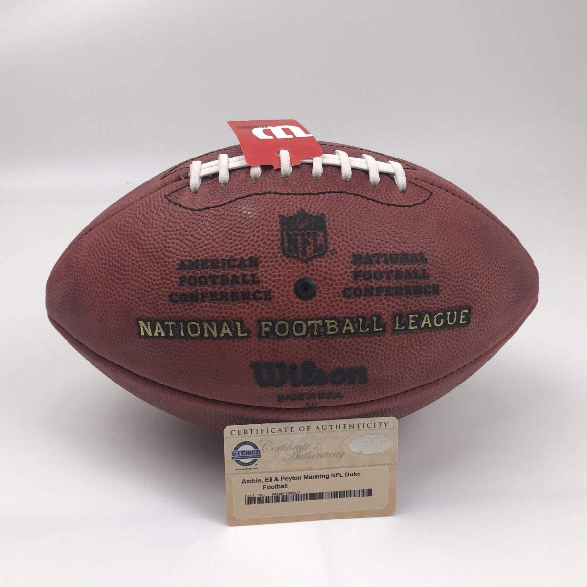 Autographed/Signed Peyton Eli & Archie Manning Authentic The Duke Full Size Football Steiner Sports COA