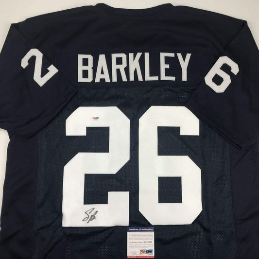Autographed/Signed Saquon Barkley Penn State Blue College Football Jersey PSA/DNA COA
