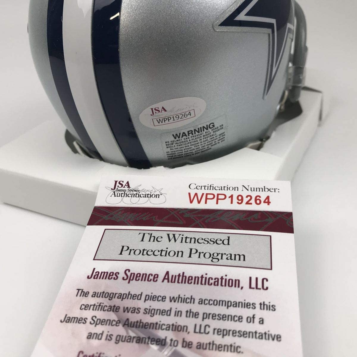 Autographed/Signed Michael Irvin Dallas Cowboys Football Mini Helmet JSA COA