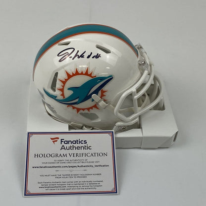 Autographed/Signed Jaylen Waddle Miami Dolphins Football Mini Helmet Fanatics COA