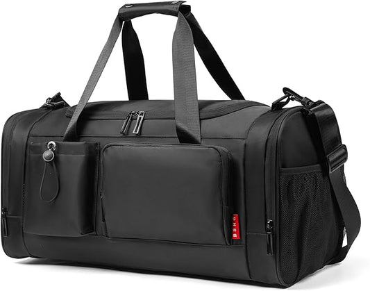 BSHG Small Gym Bags For Men & Women With Shoes Compartment And Wet Pocket, Sports Duffle Bag, Workout Bags For Gym Swimming Yoga, Waterproof Weekend Overnight Carry On Bag B-GC-003-Black