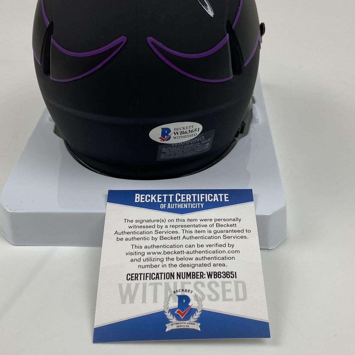 Autographed/Signed Adam Thielen Minnesota Vikings Eclipse Football Mini Football Helmet Beckett BAS COA
