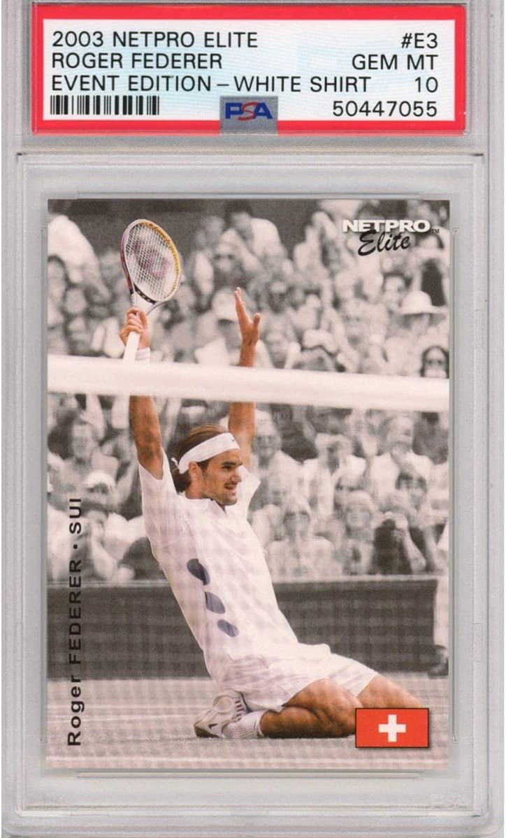 Graded 2003 Netpro Elite Roger Federer #E3 Event Edition White Shirt Rookie RC Tennis Card PSA 10 Gem Mint