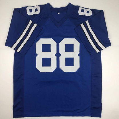 Autographed/Signed Drew Pearson Dallas Blue Football Jersey Tristar COA Holo Only