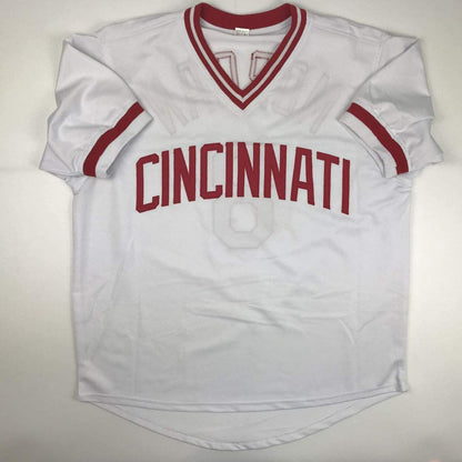 Autographed/Signed Joe Morgan HOF 90 Cincinnati White Baseball Jersey JSA COA