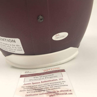 Autographed/Signed Johnny Manziel 12 Heisman Texas A&M Aggies Full Size FS F/S Replica College Football Helmet JSA COA