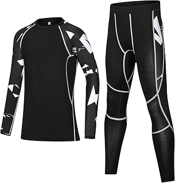 Boys Girls Compression Set Kids Sports Base Layer Tights Athletic Underwear Top Leggings Set