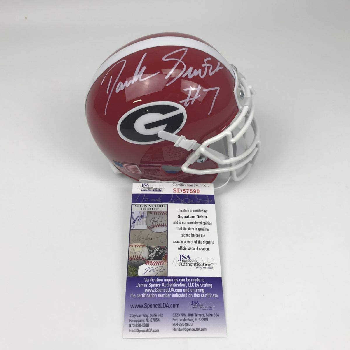 Autographed/Signed D'Andre Swift Georgia Bulldogs College Football Mini Helmet JSA COA