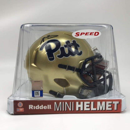 Autographed/Signed Aaron Donald Pittsburgh Panthers College Football Mini Helmet JSA COA