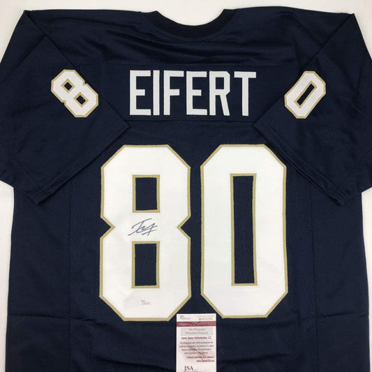 Autographed/Signed Tyler Eifert Notre Dame Blue College Football Jersey JSA COA
