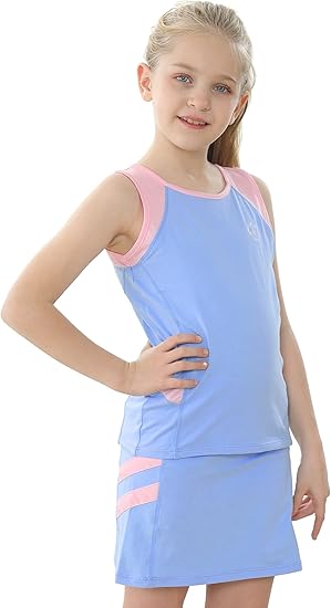 Willit Girls Tennis Golf Dress Outfit Kids Tennis Skirt and Tank Set Cotton Golf Clothes with Shorts