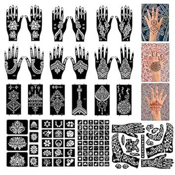 22 Sheets Henna/Mehndi Tattoo Stencils, Henna Body Art Templates