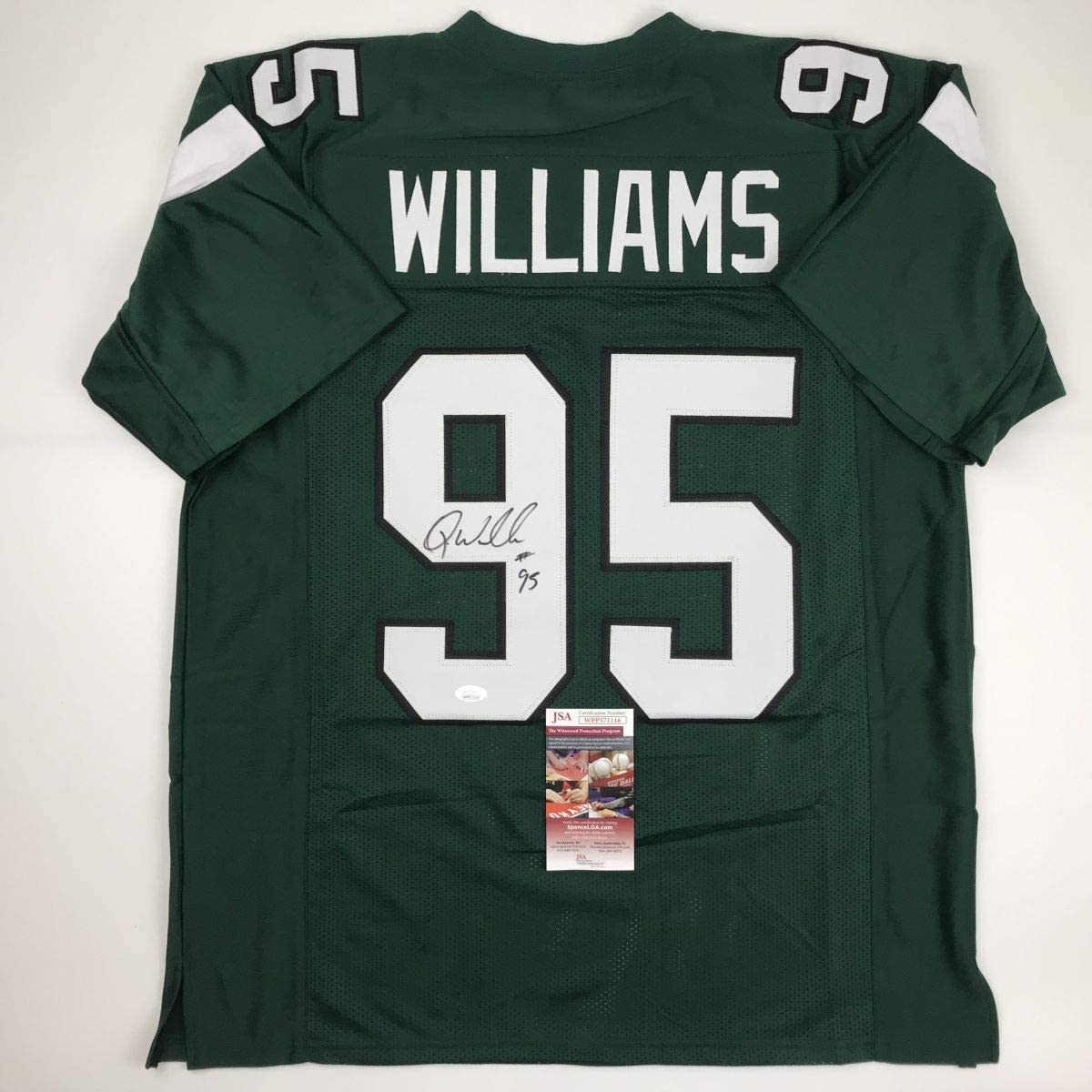 Autographed/Signed Quinnen Williams New York Green Football Jersey JSA COA