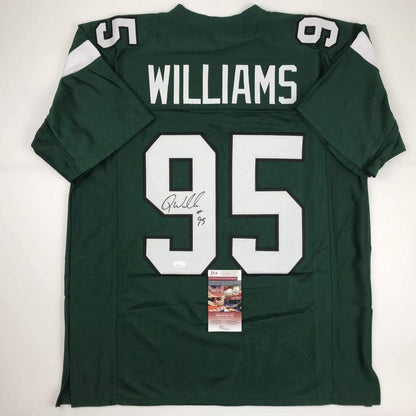 Autographed/Signed Quinnen Williams New York Green Football Jersey JSA COA