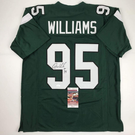 Autographed/Signed Quinnen Williams New York Green Football Jersey JSA COA