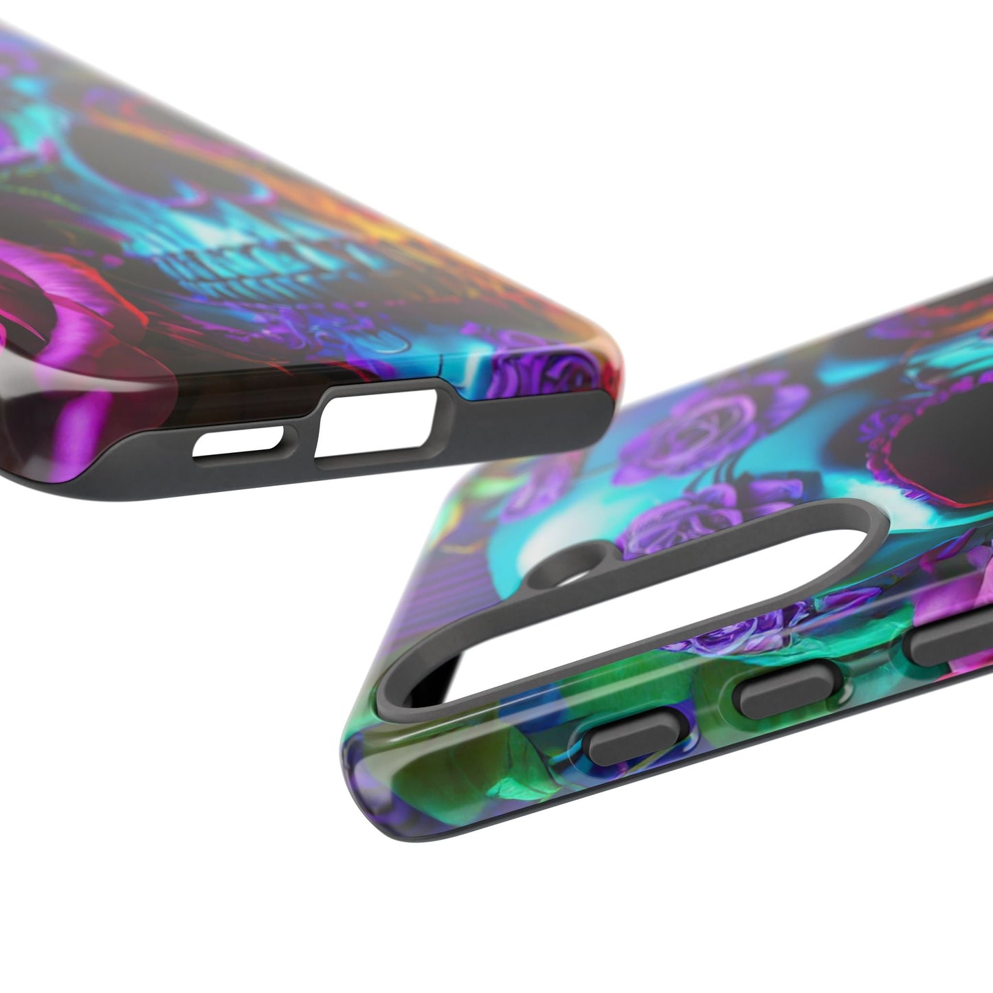 Neon Skull and Roses Vibrant Tough Phone Case