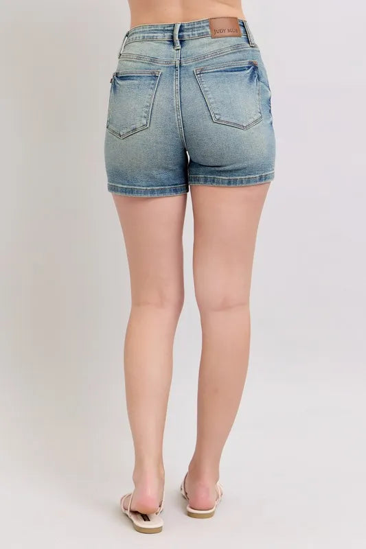 Judy Blue V-Front Vintage Wash Shorts