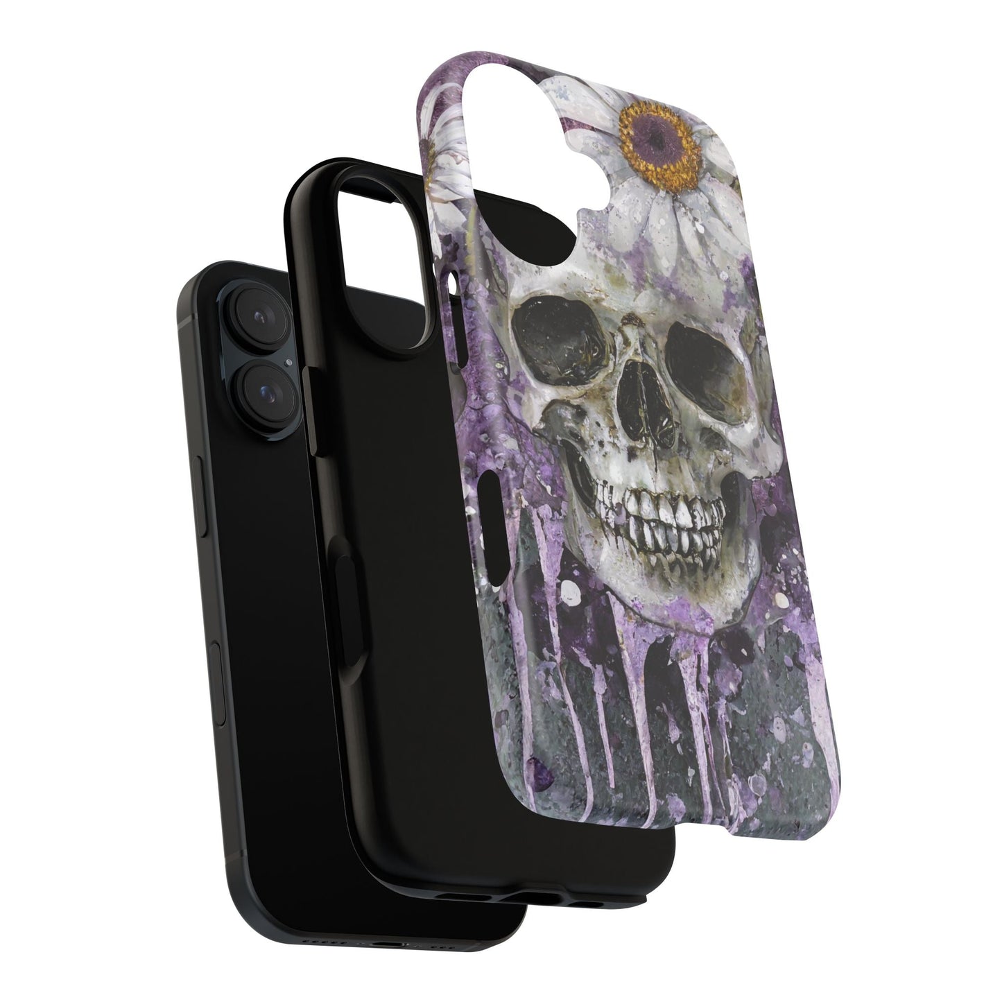 Plum Skull and Daisy Tough Phone Case