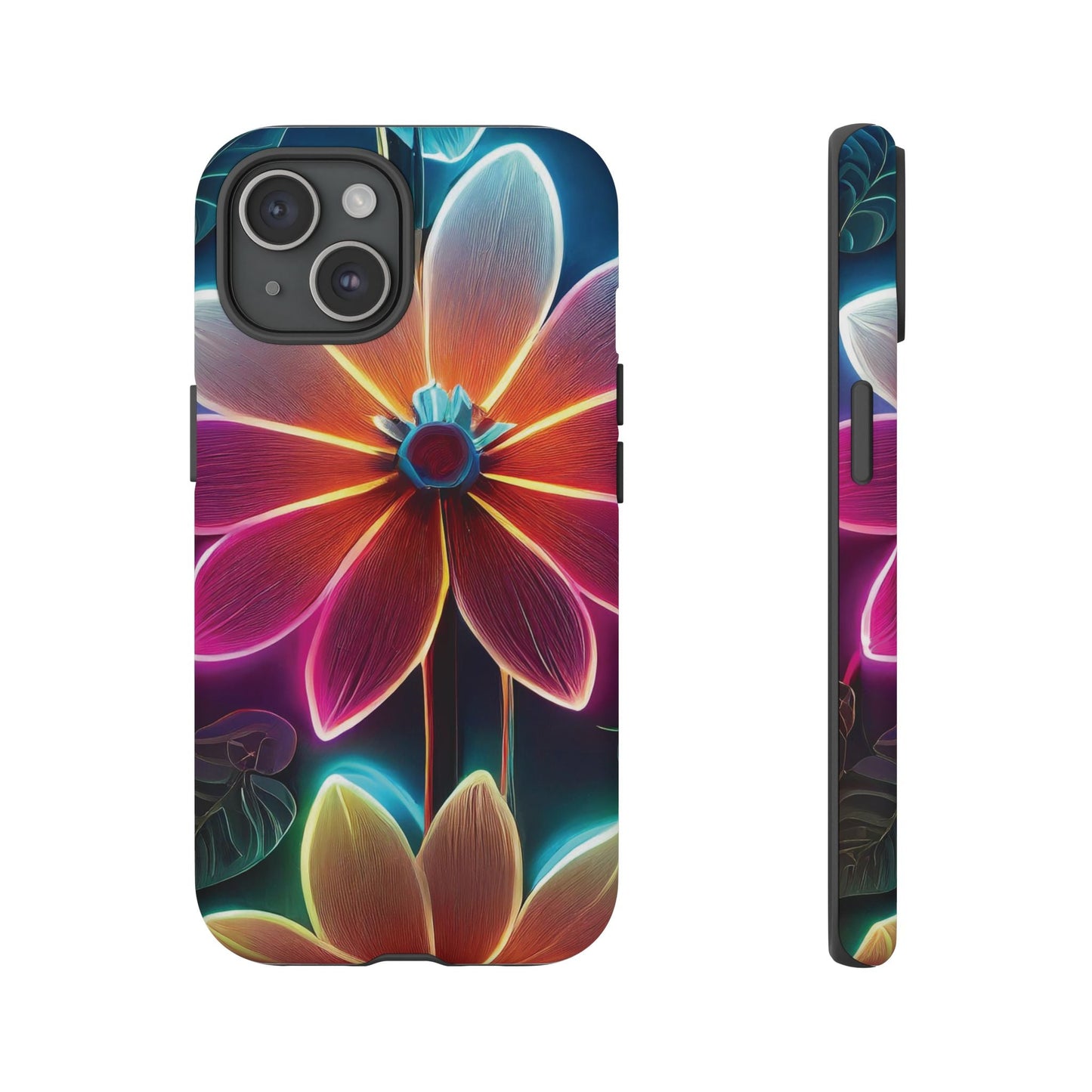 Vibrant Neon Flowers Tough Phone Case