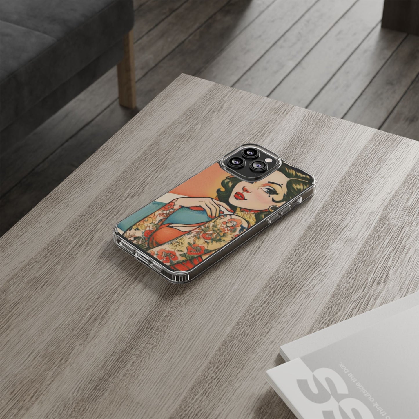 Retro Pin Up Clear Phone Case