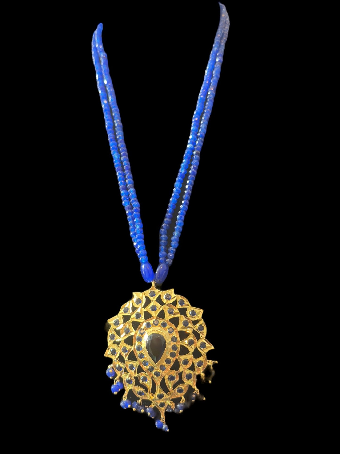 PS505 Elena faux sapphire pendant set ( SHIPS IN 2 WEEKS  )