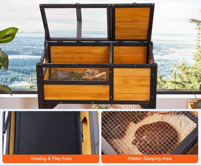 Elevated Cedar Tortoise House with Storage