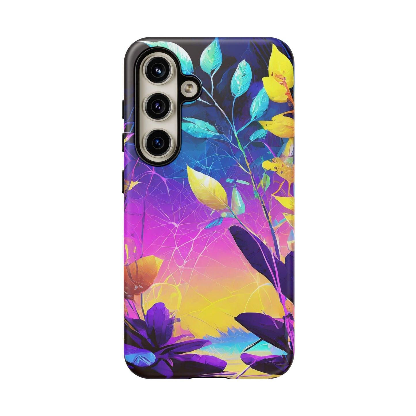 Artistic Vibrant Neon Floral Leaf Tough Phone Case
