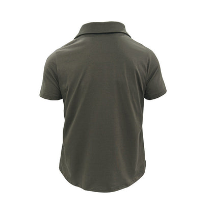 Lightweight Cotton Polo Shirt with Lapel Collar & Chest Pockets