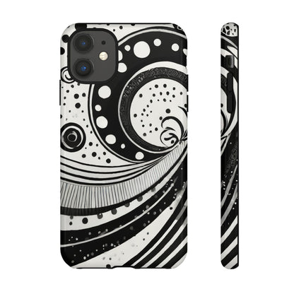 Artistic Black & White Swirl Tough Phone Case