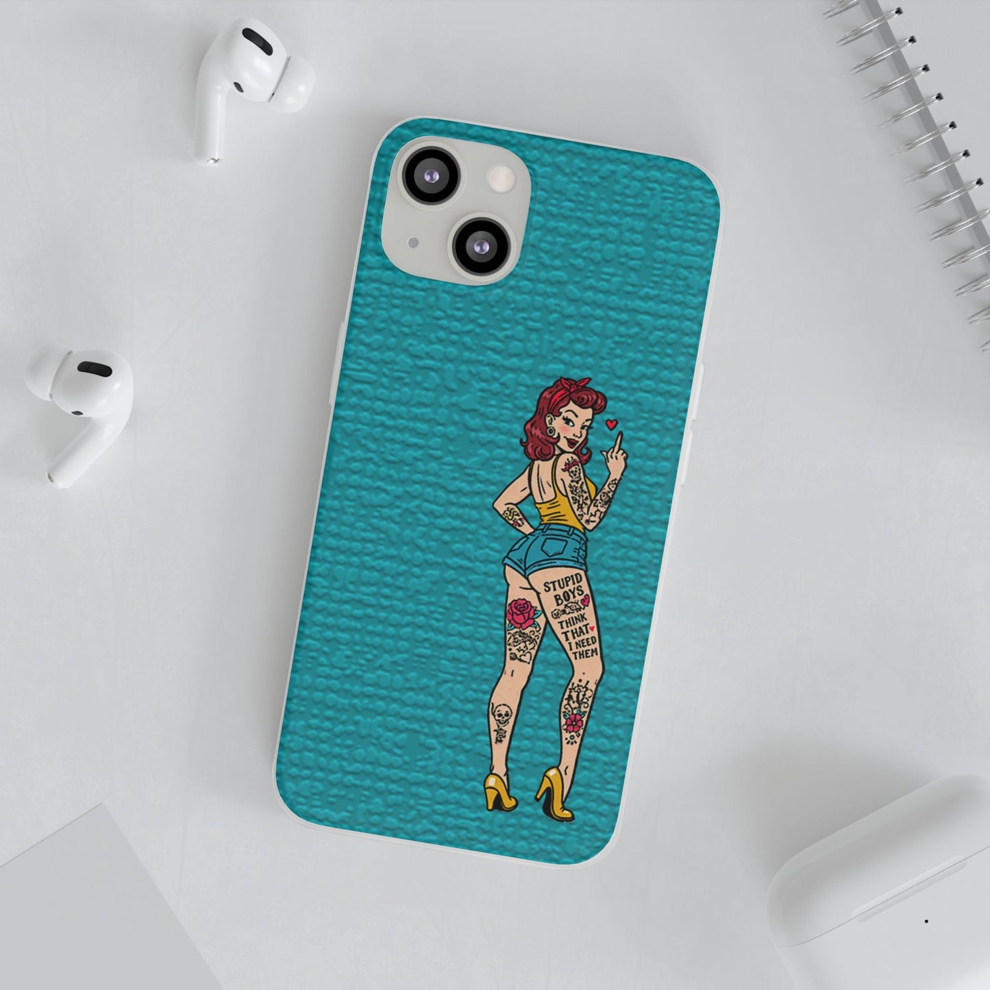 Sassy Pin-Up Stupid Boys Teal Flexi Phone Case