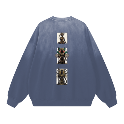 Amaru Khan Stars Handcrafted Vintage Wash Drop-Shoulder Sweatshirt