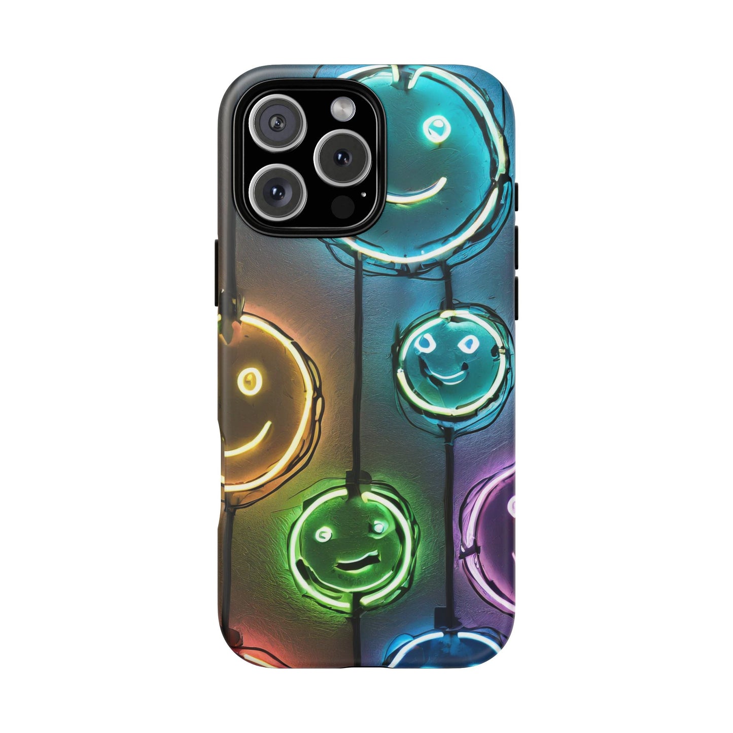 Colorful Neon Smiley Face Phone Case - Tough & Stylish Protection