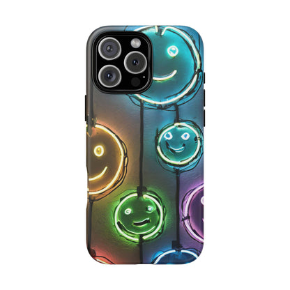 Colorful Neon Smiley Face Phone Case - Tough & Stylish Protection