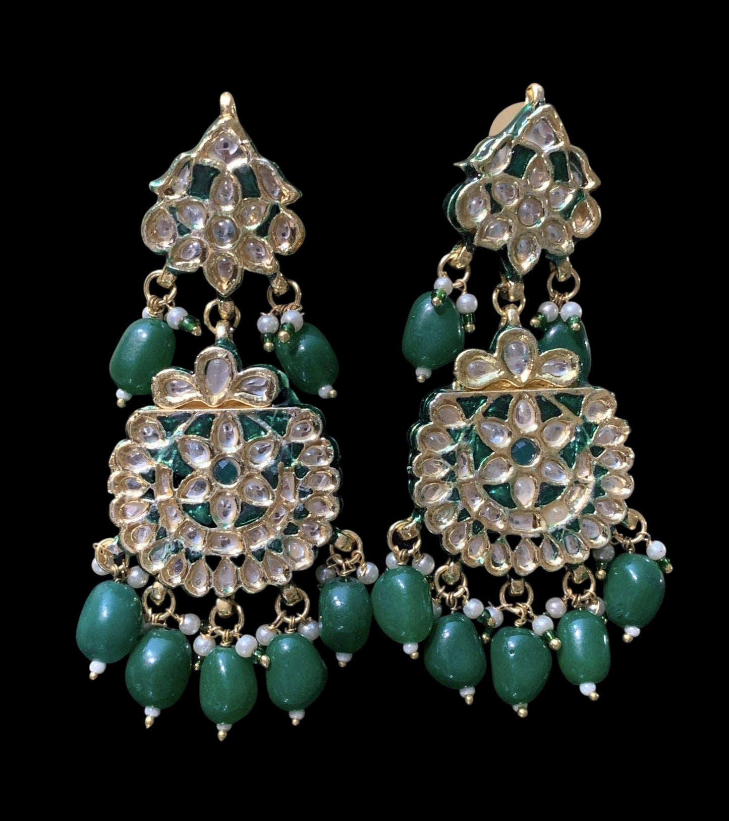 PS449 Barira kundan and meenakari pendant set - green ( READY TO SHIP )