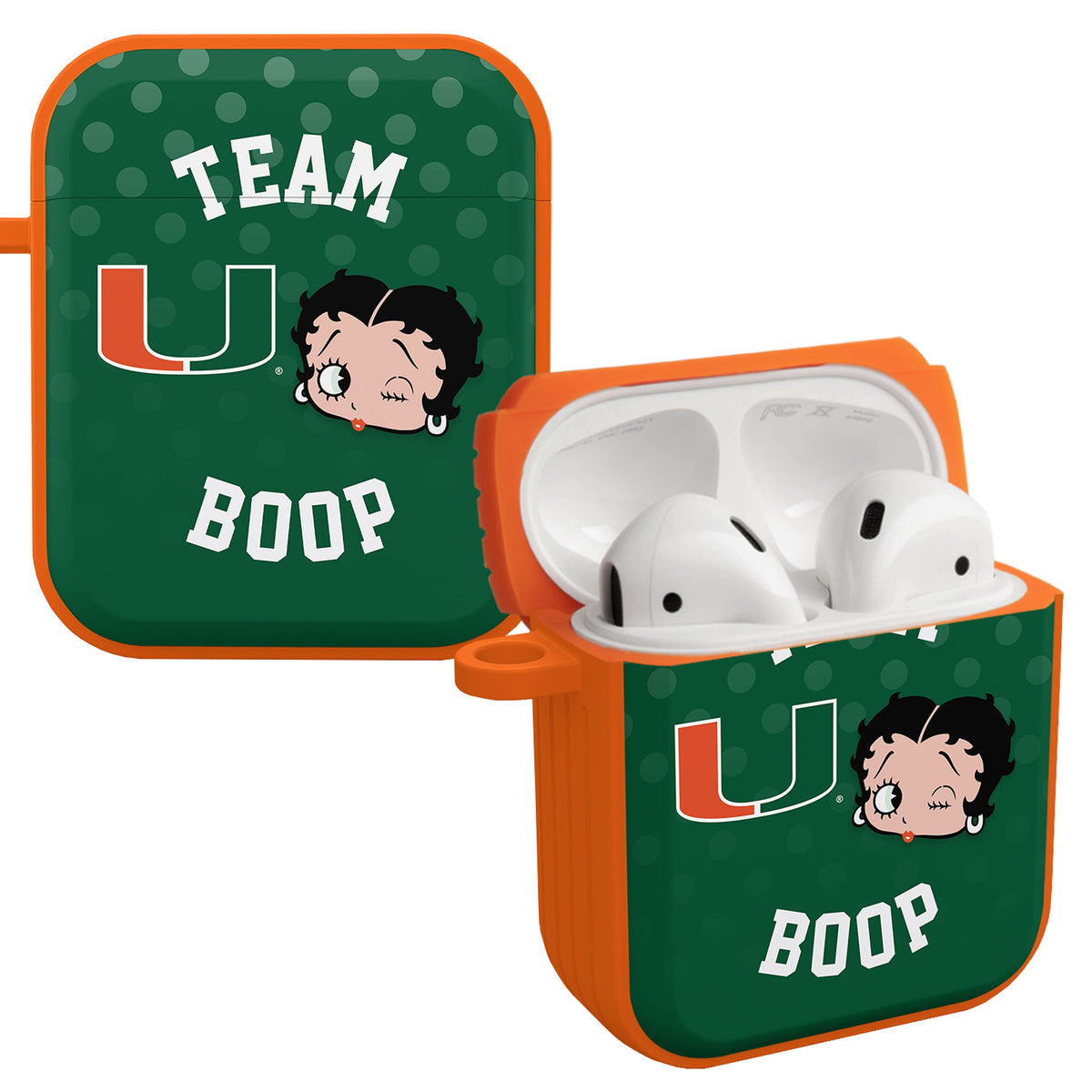 Miami Hurricanes X Betty Boop HDX Apple AirPods Gen 1 & 2 Case Cover