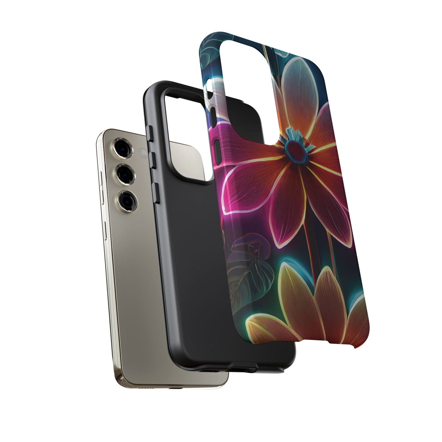Vibrant Neon Flowers Tough Phone Case