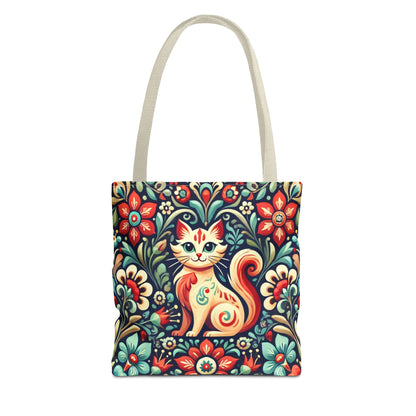 Orange Cat Folk Art Tote Bag