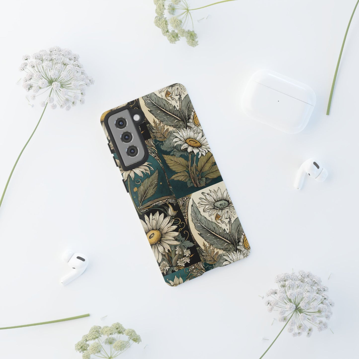 Abstract Teal Daisy Tough Phone Case