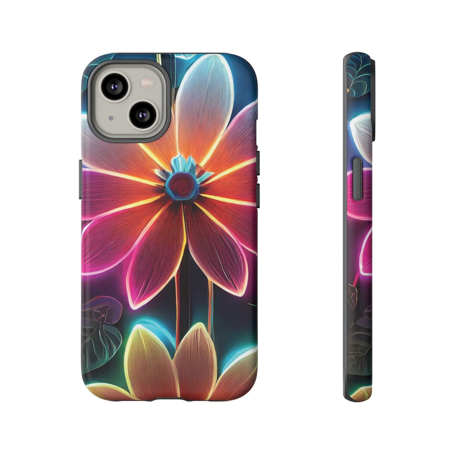 Vibrant Neon Flowers Tough Phone Case