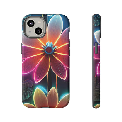 Vibrant Neon Flowers Tough Phone Case