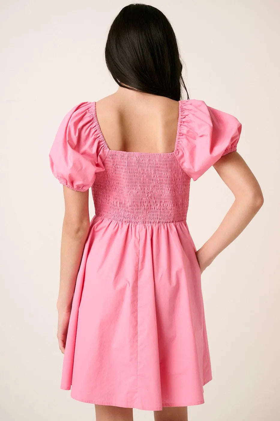 Mittoshop Sweetheart Puff Sleeve Smocked Mini Dress