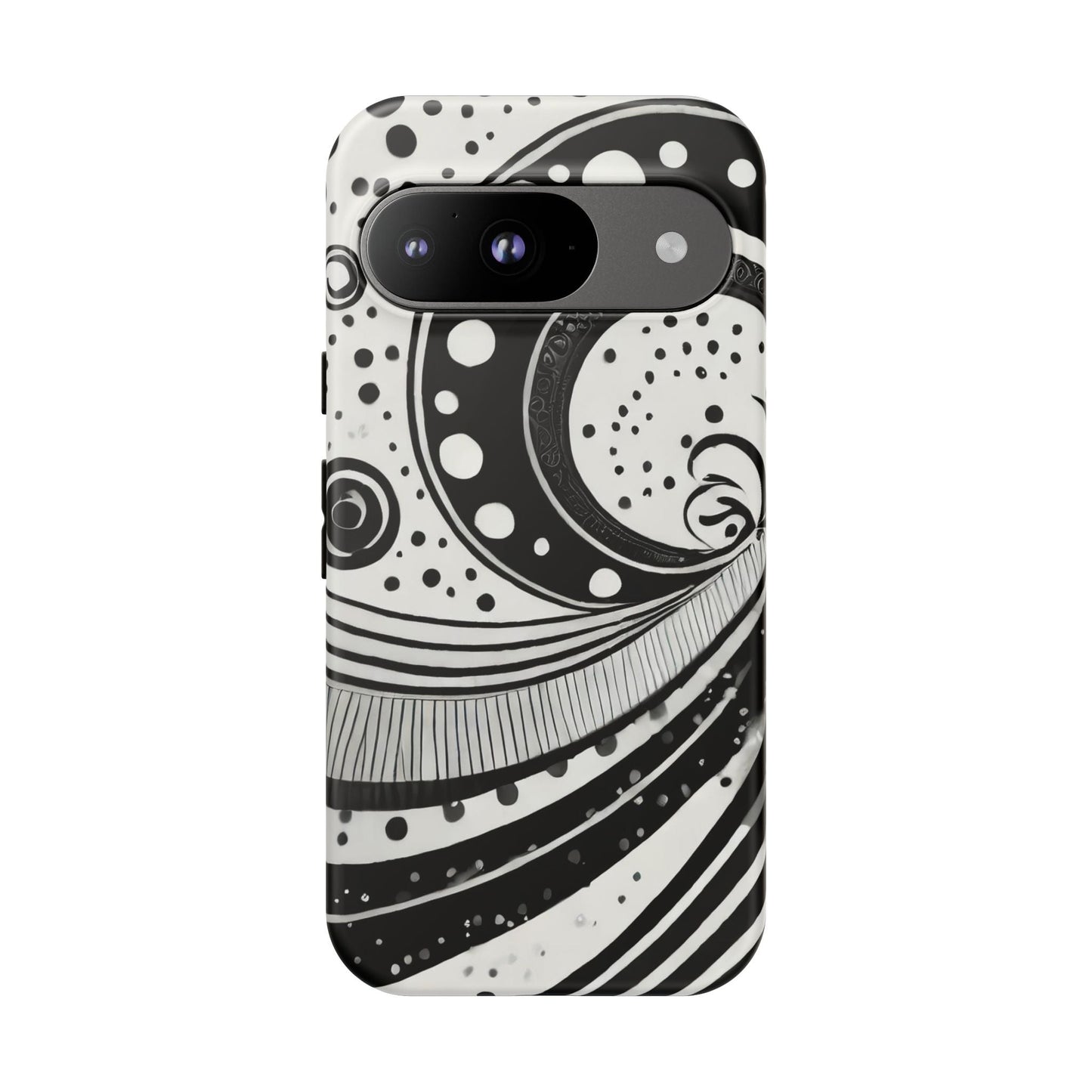 Artistic Black & White Swirl Tough Phone Case
