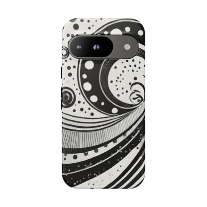 Artistic Black & White Swirl Tough Phone Case
