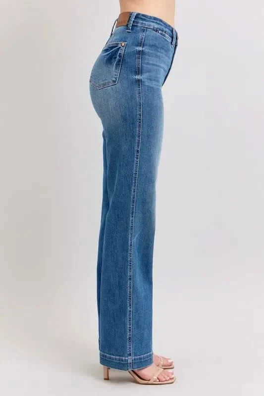 Judy Blue Full Size High Waist Contrast Thread Straight
